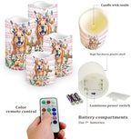 Dog and Cross Flameless Candles with Remote Flickering Led Candles with Timer Set of 4 Electric Pillar Candles Battery Operated Fake Candles for Kitchen Room Home Easter Decor - Image 3