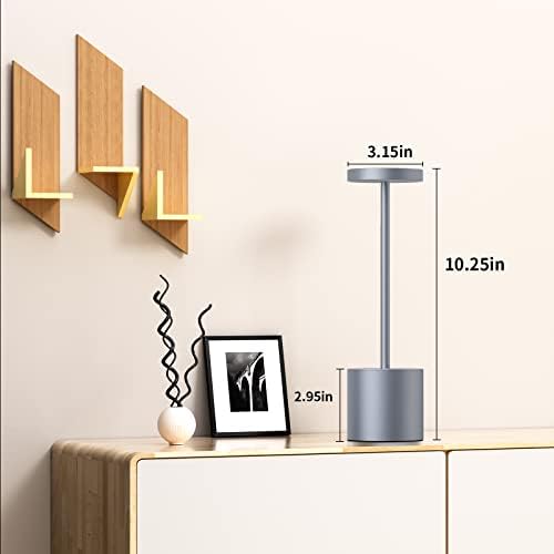 SAKRINGT 2 Pack Cordless Table Lamp Rechargeable,5000mAh Battery Operated Portable LED Table Light,Dimming Desk Lamp for Patio/Restaurant/Outdoor (Grey) - Image 2