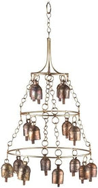 Rustic Wind Chimes for Outside – Handcrafted Tiered Bell Chandelier Chime with Deep Tone – 16” Copper Coated Bronze Finish Metal Wind Chime for Garden Decor, Porch, Yard, Patio,Outdoor Decoration by Vivanta