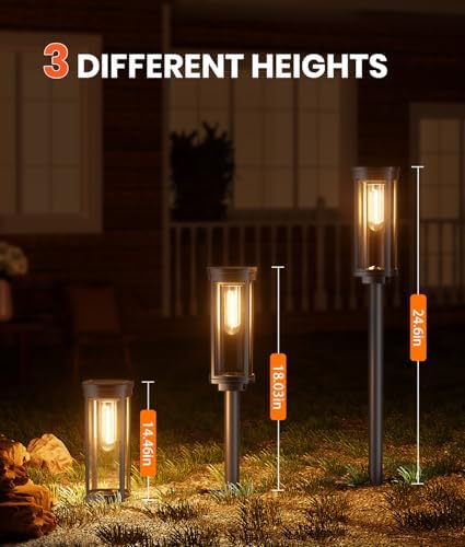 NEWMESSI Solar Powered Pathway Lights, 4 Pack, Warm White, IP65 - Image 4