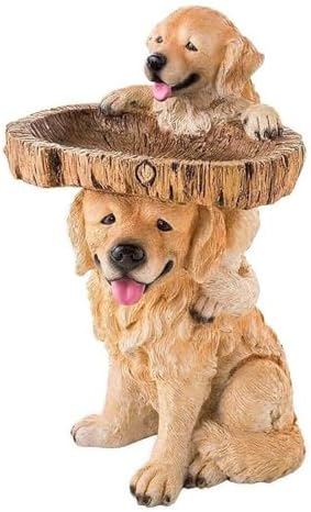 Garden Decor Garden Decoration Puppy Tree Ornaments Bird Bath Statue Dog Feeder Outdoor Decor by Unknown