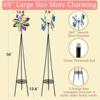 69" Metal Wind Spinners Outdoor with Plant Rack,3 Legs Colorful Windmill - Image 3