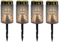 Poceacles 4 Pack Cross Solar Lights Outdoor for Cemetery Grave Solar Lights Outdoor Waterproof Decorative Flameless Candle for Cemetery Garden Backyard Outdoor Decor, Deer Cross Dove of Peace by Poceacles
