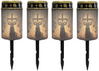 Poceacles 4 Pack Cross Solar Lights Outdoor for Cemetery Grave Solar Lights Outdoor Waterproof Decorative Flameless Candle for Cemetery Garden Backyard Outdoor Decor, Deer Cross Dove of Peace by Poceacles