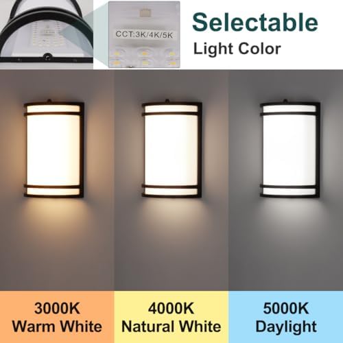 kadision Dusk-to-Dawn LED Wall Sconce, 3000K/4000K/5000K, 2-Pack - Image 2