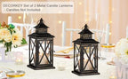 Lantern Decorative Indoor & Outdoor, 2 Pack Large Hanging Candle Lanterns Home Decor, Vintage Metal Candle Holders for Front Porch Patio Wedding Party, Halloween Christmas Decorations (Black) - Image 7