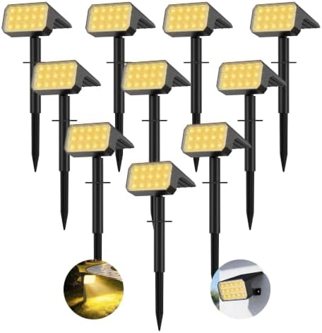 Solar Spot Lights Outdoor Waterproof, 10 Pack, 75 LED Warm White by Flaow