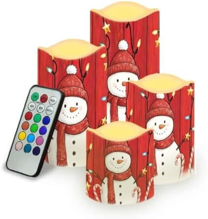 Christmas Snowman Color Changing Flameless LED Candles Set of 4 by Uorisanigo