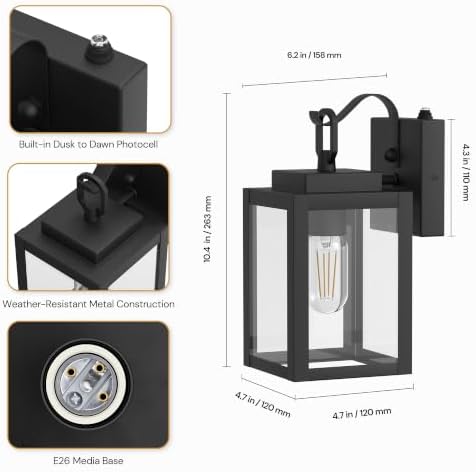 Outdoor Wall Lights, Exterior Lighting Fixtures, Dusk to Dawn 10" (1-Pack) - Image 5
