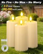 SoulBay Flameless LED Candles, 4-Pack USB Rechargeable, Flickering Waterproof White Pillar Candles with Remote Control Timer for Outdoor Lantern Patio Yard Indoor Holiday Decor, 2.75 x 5.1 Inches - Image 4