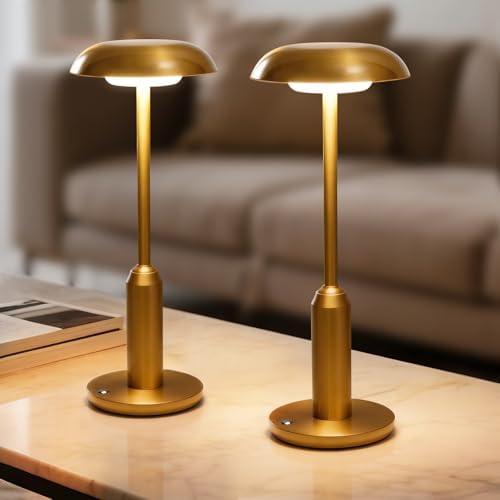 2 Pack Cordless Table Lamp, Rechargeable Table Light,Gold by Home