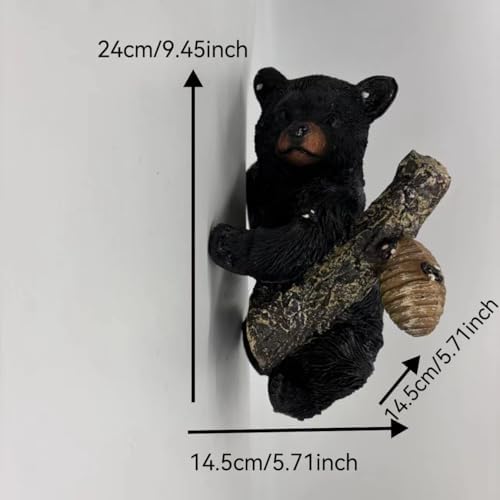 Black Bear cub Tree Hugger Decor. Forest Wildlife Animal Stadue，Climbing Tree Statue Hanging,Tree-Mounted - Realistic Polyresin stadue - for Housewarming, Outer Door,Garden, Yard. - Image 2