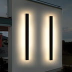 2 Pack 57inch Modern Outdoor Wall Lights, Long Strip Exterior LED Wall Sconce, 3000K Warm White, IP65 Waterproof, 50W, Black Outside Lighting Fixture for Porch, Garden, Fence, Balcony by Daoseolo
