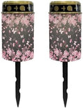 Poceacles Flameless Candle Solar Powered Grave Outdoor Solar Lights Cemetery Candle Lights Fake LED Pillar Candles Outdoor Waterproof Decorative, Peach Blossom Butterfly, Pack of 2 by Poceacles
