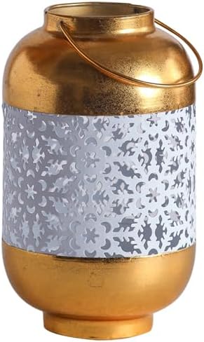 Moroccan Style Gold Metal Candle Lantern with Handle by Unknown
