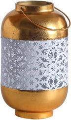 Moroccan Style Gold Metal Candle Lantern with Handle by Unknown
