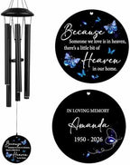 Personalized Butterfly Memorial Wind Chimes for Loss of Mother by Astarin