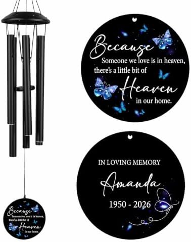 Personalized Butterfly Memorial Wind Chimes for Loss of Mother by Astarin