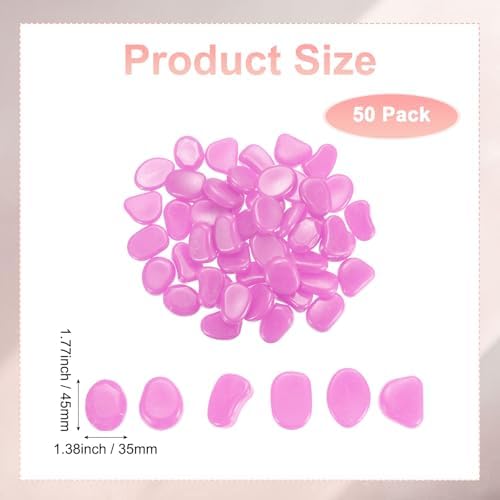 M METERXITY 50-Pack Glow in The Dark Rocks, 1.77" Resin Outdoor Garden Decorations Luminous Pebbles Stones for Garden Plants/Aquarium/Backyard Path, Aquarium Gravel [Light Purple] - Image 3