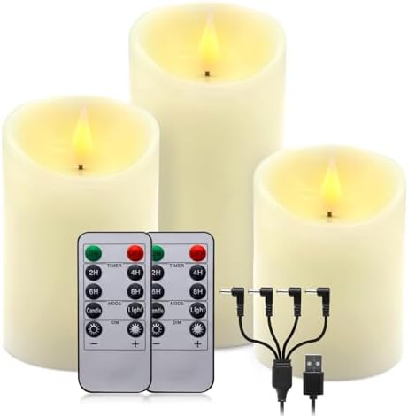Real Wax Rechargeable Candles Flickering Realistic,Warm White by ALEDLIGHT