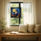 Gnome with Dreamcatcher Stained Glass Suncatcher – Square Hanging Window Panel for Home or Greenhouse – Whimsical Glass Art Gift for Garden Lovers, Christmas, Halloween, Father Days lkrjZa - Image 7