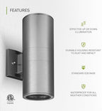 ASD 2 Light Cylinder Outdoor Sconce Lights, Steel 120W E26 ETL - Image 3