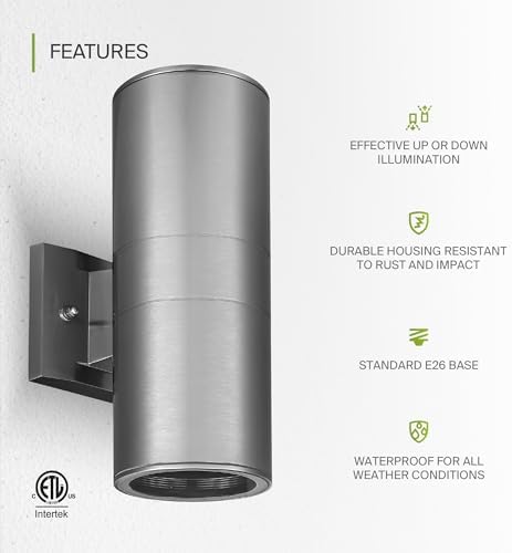 ASD 2 Light Cylinder Outdoor Sconce Lights, Steel 120W E26 ETL - Image 3