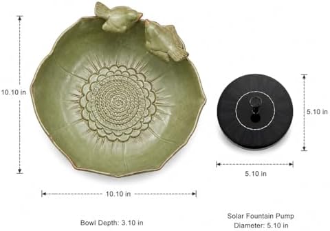 10.1" Solar Powered Bubbler Fountain Bird Bath Bowl for Outdoors - Image 2