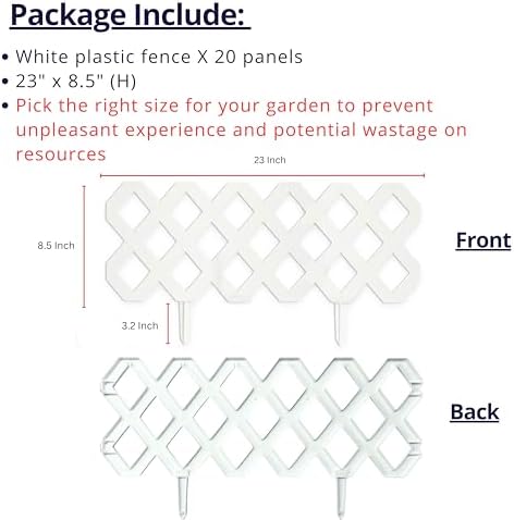 LaLaGreen Decorative Garden Edging Border (23in, 10 Pack) White Fence Panel - Image 2