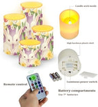 Set of 4 Flameless Candles with Remote Boho Floral Bunny Battery Operated Candles with Timer Flickering LED Elictric Pillar Lights for Indoor Outdoor Porch Lanterns Wedding Home Decor - Image 2