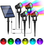 Solar Spot Lights Outdoor Waterproof, RGB Landscape Spotlights by LINQELLY