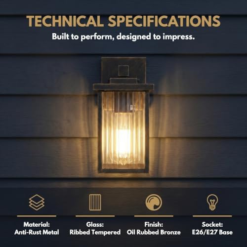 Black Brush Gold Porch Light, Waterproof Outdoor Wall Light - Image 2