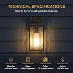 Black Brush Gold Porch Light, Waterproof Outdoor Wall Light - Image 2