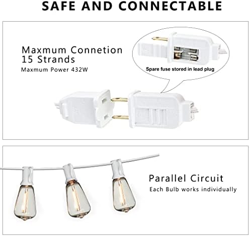 White Outdoor String Lights Waterproof 100FT Patio Lights for Wedding Yard - Image 4