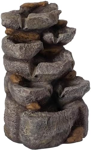 Cascading Electric Powered 8-Tier Rock Water Fountain with LED Lights 18.25" for Indoor and Outdoor Use - Image 3