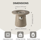 HOMPUS 31 inch Round Patio Propane Fire Table, 40000 BTU Smokeless Outdoor Fire Pit, Patio Concrete Firepit with Rain Cover for Garden, Deck, Backyard - Image 2