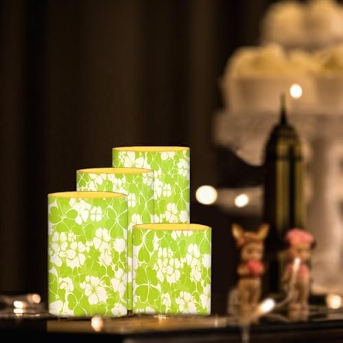 Stylish Shamrocks Flameless Candles with Remote and Timers Flickering Battery Operated Candles 4 Pack St Patricks Day Flameless LED Pillar Lights for Home Decoration - Image 3
