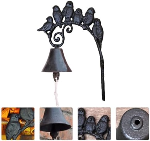 Healeved Vintage Cast Iron Manually Shaking Wall Bell with Bird Design, Rustic Outdoor Decorative Dinner Bell for Home and Garden Wall Hanging - Image 5