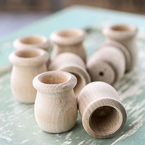 Factory Direct Craft Pack of 24 Unfinished Wood Candle Cups - Made in the USA Blank Wooden Bean Pot Candle Holders DIY Wood Turnings (Size 1-9/16" H x 1-3/8") - Image 4