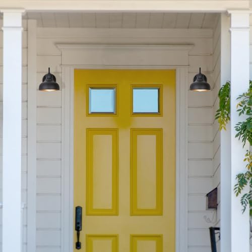 Black Outdoor Gooseneck Lighting for Barn 7 Inch Farmhouse Exterior Light Fixtures with Wall Mount, Small Porch Light with Brass Interior, Outside Gooseneck Wall Sconce for House Garage Patio - Image 5