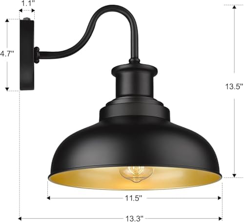 Dusk to Dawn Outdoor Barn Lights Outdoor Wall Sconces Farmhouse Exterior Wall Mount Light Vintage Outside Lighting Fixture Industrial Black Lanterns for Porch Garage Shed Patio, 2 Pack - Image 5