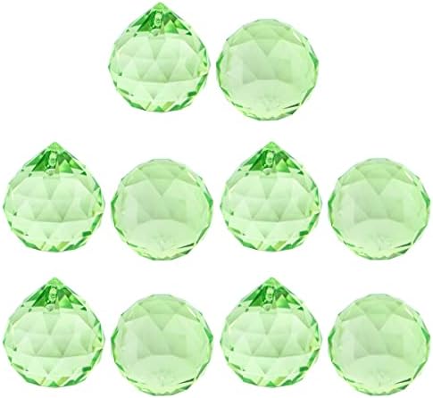 Queenbox 10pcs 30mm Crystal Suncatcher Prism Ball Rainbow Hanging Pendants Maker with Hole for Chandelier Feng Shui Window, Green by Queenbox