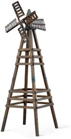 Wooden Windmill, Weather-Proof Wind Spinner, Outdoor Wind Mill for Garden Lawn Patio Decoration (Carbonized, Medium) by Kshioe