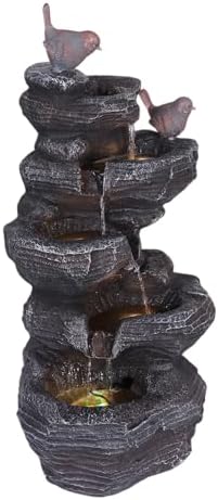 Generic Cascading Water Fountain with LED Lights Resin Stone Imitation Waterfall Tabletop Water Fountain Relax Meditation Decor for Home Office by Unknown
