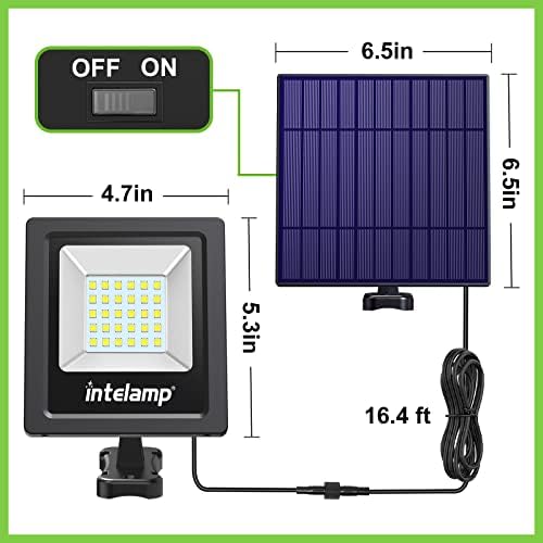 intelamp 4400mAh Solar Flood Lights 2 Pack Outdoor Solar Security Light - Image 3