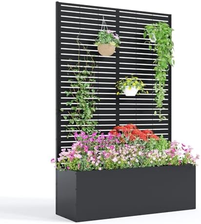 Garvee 71"x47"x16" Metal Planter Box with Trellis for Climbing Plants Vines by Garvee