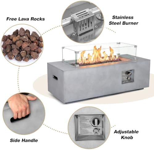 42'' Propane Fire Pit Table with Wind Guard for Outside Patio - Image 4