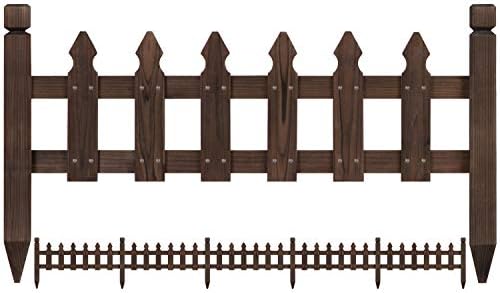 Yaheetech 355in Wooden Picket Fence Panels for Garden Beds,Dark Brown by Yaheetech