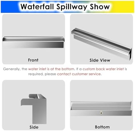 15 Inch Recessed Pool Fountain Kit with Wall-Mounted Spout, Rust-Resistant Waterfall Spillway for Garden Pond Decor, Energy Efficient Pump & Calming Outdoor Water Feature - Image 4