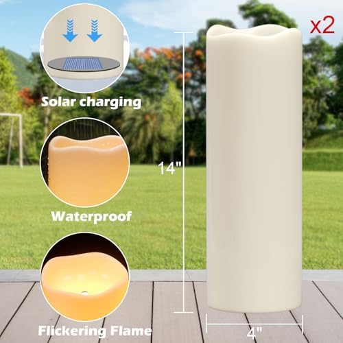 GenSwin Solar Candles Outdoor Waterproof Lantern Ivory White 4 x 14 in - Image 7